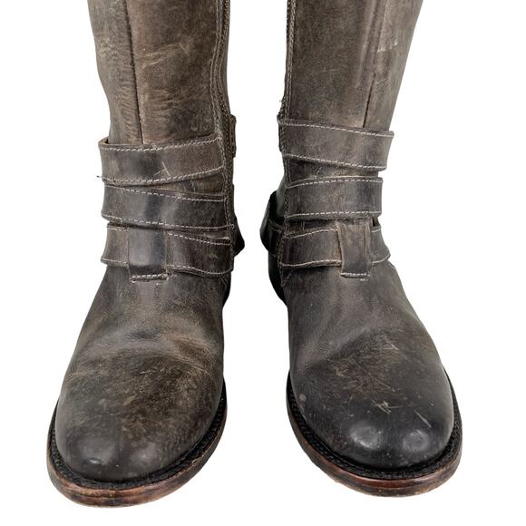 Freebird By Steven Irish Tall Leather Riding Boots Triple Buckle Strap 6 Brown - Picture 5 of 12